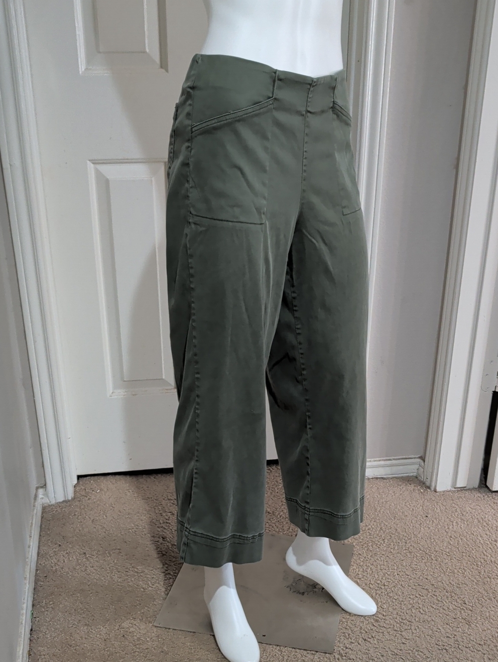 Joie Olive Green Utility Wide-Leg Pants W/ Elastic Waist Women's Small US 12 UK